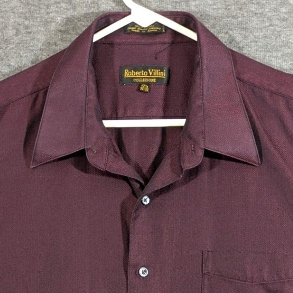 Roberto Villini Collezione Red Black Goth Button‎ Up 100% Cotton Size 17 1/2
